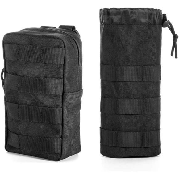2 Molle Pouch Water Bottles Pouch Bag, Tactical Drawstring Molle Water Bottle - Picture 1 of 7